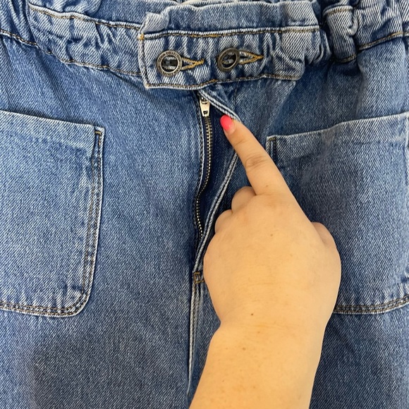 Zara Womens High Rise Paperbag Tapered Balloon Style Jeans Size 4 Medium Wash - Picture 8 of 11